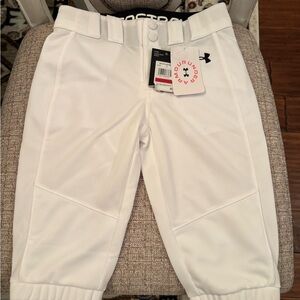 Under Armour Kids Girls White Cropped Softball Pants Size YXS Youth